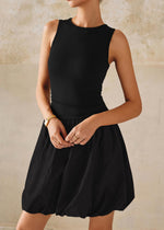 Load image into Gallery viewer, KIRUNDO Summer Bubble Dress for Women 2025 Casual Mini Spring Bodycon Cocktail Dresses Sleeveless Drop Waist Sundress Beach(Black, Large)
