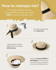 FURTALK Womens Beach Sun Straw Hat UV UPF 80+ Travel Foldable Brim Summer UV Hat Mixed Beige