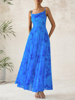 Load image into Gallery viewer, BTFBM Women Summer Floral Maxi Dresses Elegant Spaghetti Strap Dress Printed Party Dress Beach Long Dresses(Floral Blue,Medium)
