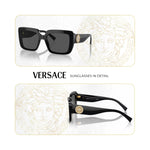 Load image into Gallery viewer, Versace VE4384B GB1/87 54MM Black/Dark Grey Square Sunglasses for Women +BUNDLE with ACCESSORY EYEWEAR KIT
