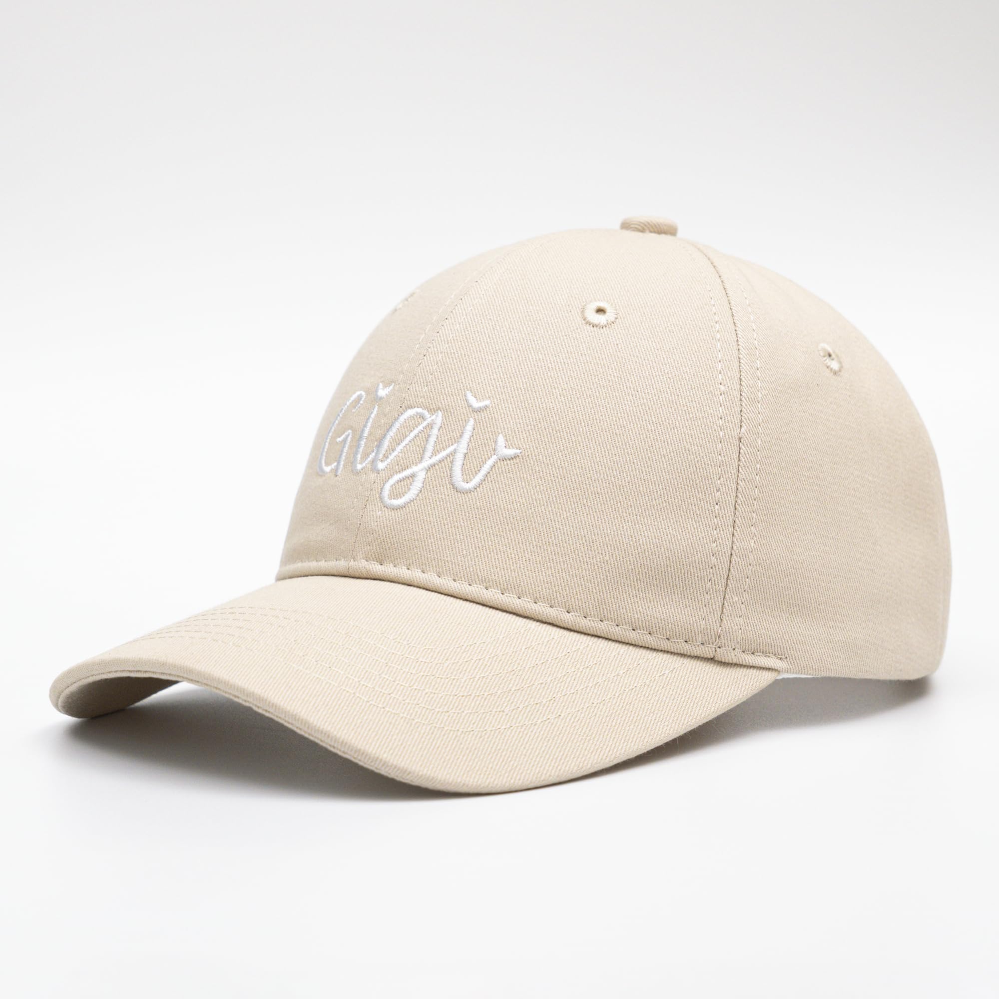 KOLWOVEN Gigi Baseball Hat, Embroidered Adjustable Cap for Women, for Gigi on Birthday, Mother’s Day (US, Alpha, One Size, Cream)
