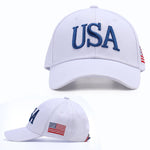 Load image into Gallery viewer, USA Trucker Hat for Men &amp; Women American Flag Cap Adjustable Baseball Cap Mesh Snap Patriotic 3D Embroidered Cap (White-Blue)
