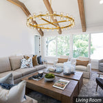 Load image into Gallery viewer, K9 Crystal 48-Light Round Chandelier, 48" Gold Chandeliers for Living Room, Modern Farmhouse Wagon Wheel Chandeliers For Dining Room,Entryway,Foyer,Includes G4 Bulbs Arcachon Brass Chandelier
