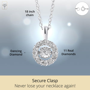 Sterling Silver Dancing Diamond Accent Circle Pendant Necklace