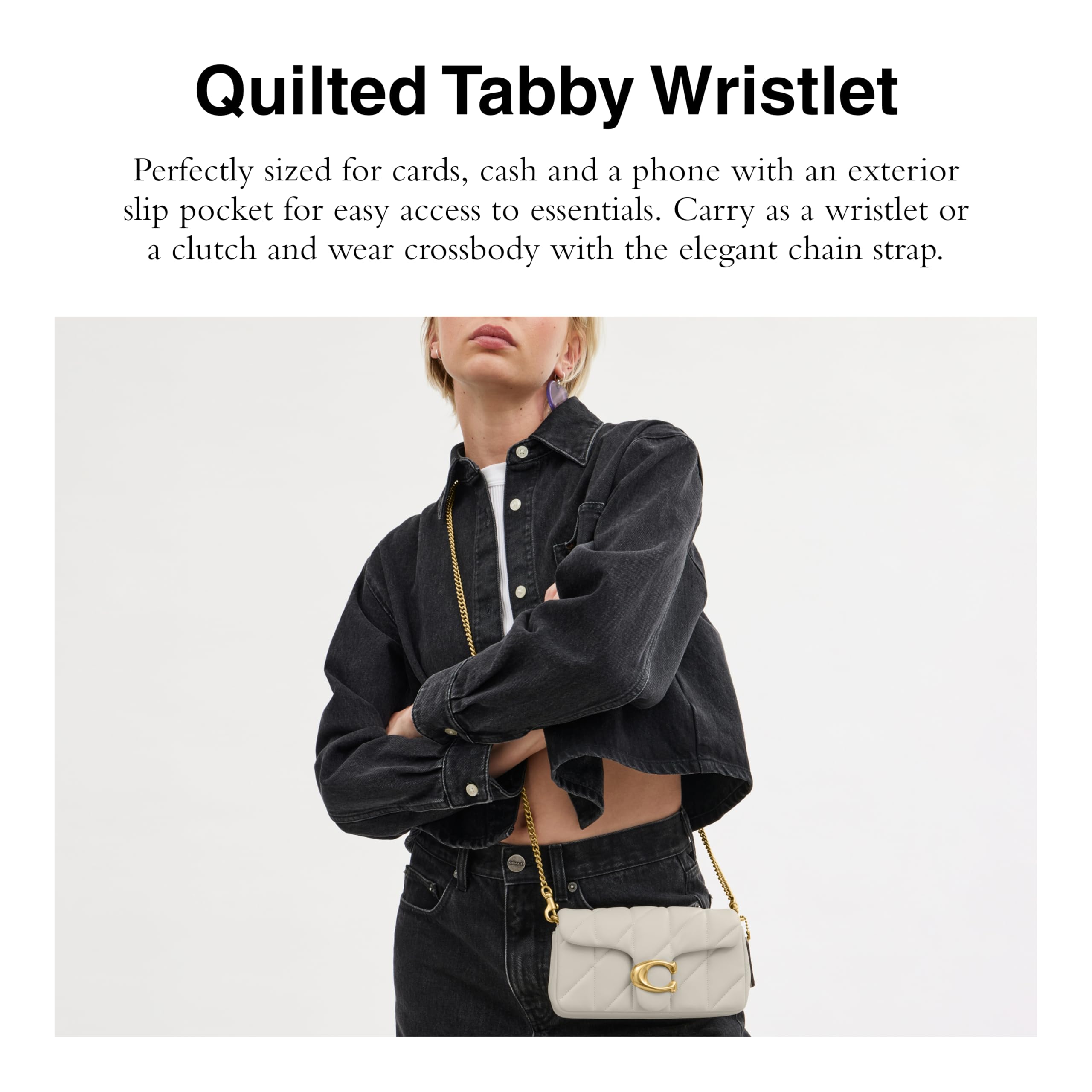 Coach Quilted Pillow Leather Tabby Wristlet with Chain