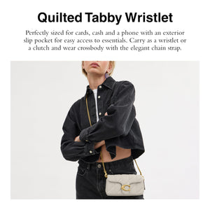 Coach Quilted Pillow Leather Tabby Wristlet with Chain