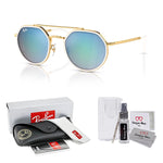 Load image into Gallery viewer, Ray-Ban RB3765 001/4O 53MM Gold/Crystal Lens Blue Gradient Mirror Rounded Hexagonal Sunglasses for Men for Women +BUNDLE with ACCESSORY EYEWEAR KIT
