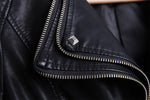 Load image into Gallery viewer, chouyatou Women&#39;s Fashion Studded Perfectly Shaping Faux Leather Biker Jacket (Medium, Black)
