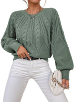 Load image into Gallery viewer, Dokotoo Fall Sweaters for Women 2025 Batwing Long Sleeve Crewneck Business Casual Outfits Cable Chunky Winter Clothes Loose Halloween Sweater Elegant Green Pullover Top Medium
