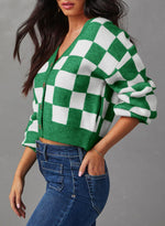 Load image into Gallery viewer, Dokotoo Cardigan Sweaters for Women Button Up Long Sleeve Cable Knit Cropped Sweater 2025 Winter V Neck Plaid Sweaters Fashion Loose Cardigans Coats Outerwear Green L
