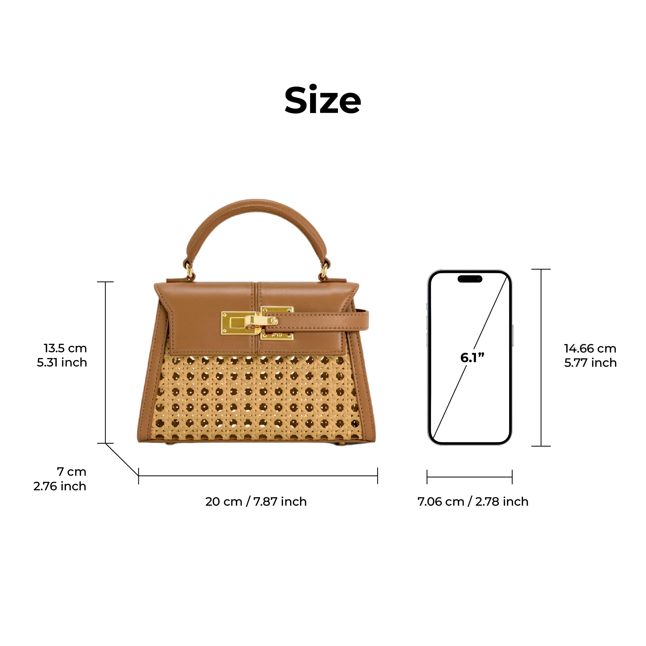JW PEI Women's Elise Top Handle Bag - Brown Faux Bamboo Woven