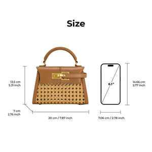 JW PEI Women's Elise Top Handle Bag - Brown Faux Bamboo Woven