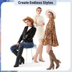 Load image into Gallery viewer, Putu Womens&#39;s Knee High Boots High Heel Western Boots Pointed Toe Tall Boots Faux Leather Nude 5.5
