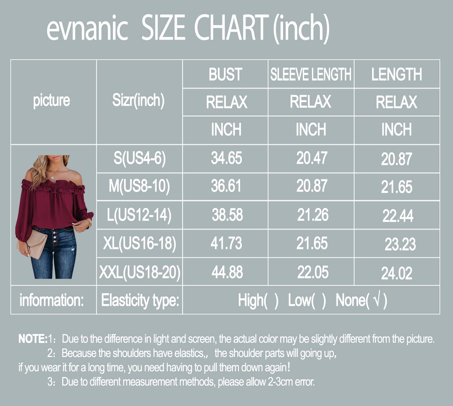 evnanic Women's Sexy Off The Shoulder Tops Long Sleeve Shirt Pleated Ruffle Flowy Blouses Spring Bright Red M