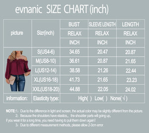 evnanic Women's Sexy Off The Shoulder Tops Long Sleeve Shirt Pleated Ruffle Flowy Blouses Spring Bright Red M