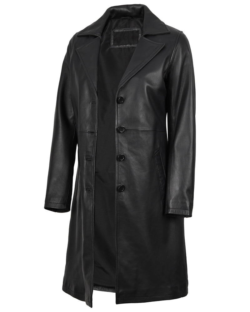 Decrum Womans Black Leather Coat - Real Leather Jackets Womens | [1514271] Btmn Coat, XS