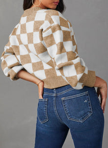 Dokotoo Teacher Outfits for Women Lightweight Fashion 2025 V Neck Checkered Winter Fall Cozy Button Down Long Sleeve Cable Knit Cropped Cardigan Sweaters Tops Outerwear L Khaki