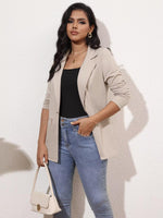 Load image into Gallery viewer, Genhoo Women's Blazer Solid Stretch Long Sleeve One Button Work Casual Blazer Jacket Light Khaki Small
