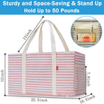 Load image into Gallery viewer, LHZK Standing Extra Large Utility Tote Bag with Metal Wire Frame and the Sides Rinforced, Extra Large Tote Bag with Handle, Reusable Grocery Bags Foldable, Beach Bag, Car Tote (Pink)
