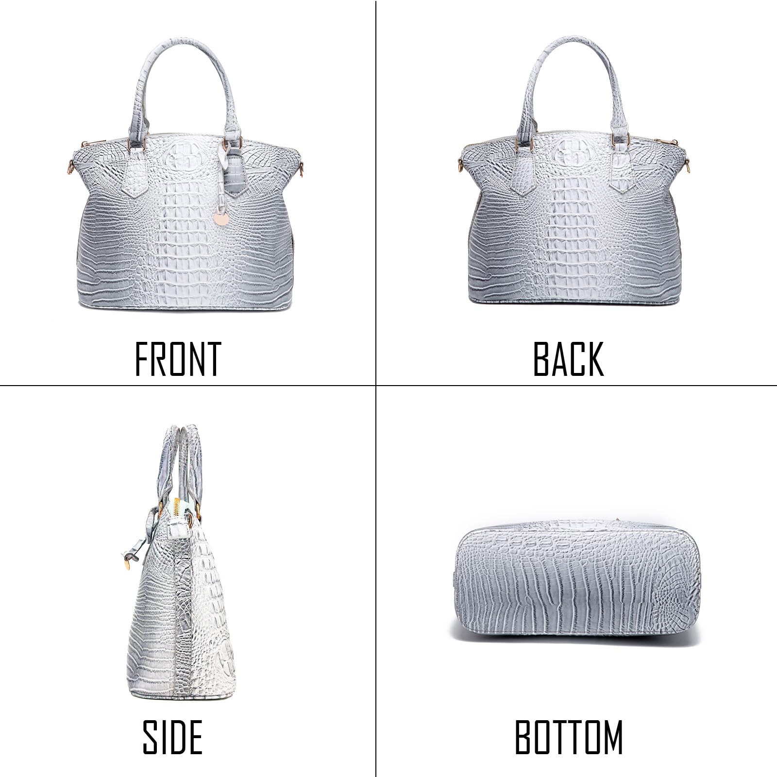 Crocodile Leather Tote Purse for Women Large Capacity Satchel Handbag with Strap Crossbody Bag for Work & Travel