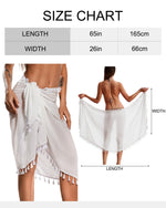 Load image into Gallery viewer, Eicolorte Beach Sarong Pareo Womens Semi-Sheer Swimwear Cover Ups Short Skirt with Tassels
