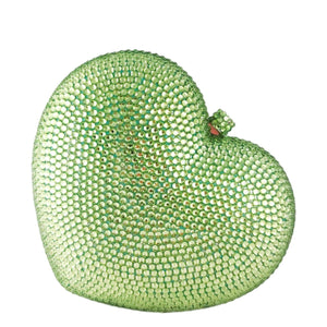 Boutique De FGG Heart Clutch Purses for Women Formal Crystal Evening Bags Rhinestone Clutch Party Minaudiere Handbag,Mini,Mint Green