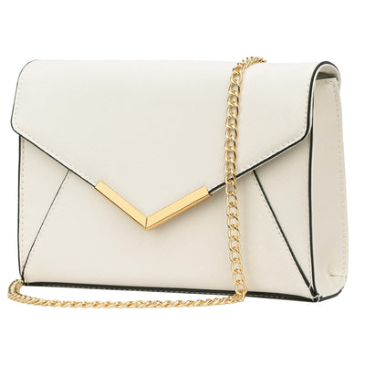 KKXIU Women Elegant Faux Leather Evening Envelope Clutch Purse Foldover Bags for Party Wedding Prom (A-Beige)