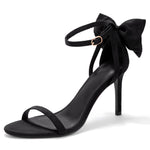 Load image into Gallery viewer, Coutgo Womens Ankle Strap High Heels Open Toe Stiletto Bow Tie Knot Heeled Sandals Fashion Wedding Dress Pump Shoes Black 8.5
