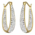 Load image into Gallery viewer, Savlano Inside Out Oval Shape Crystal Hoop Earrings For Women (Yellow Gold)
