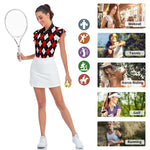Load image into Gallery viewer, Ladies Argyle Golf Shirts Printed Petal Sleeve Polo Shirts Womens Golf Apparel
