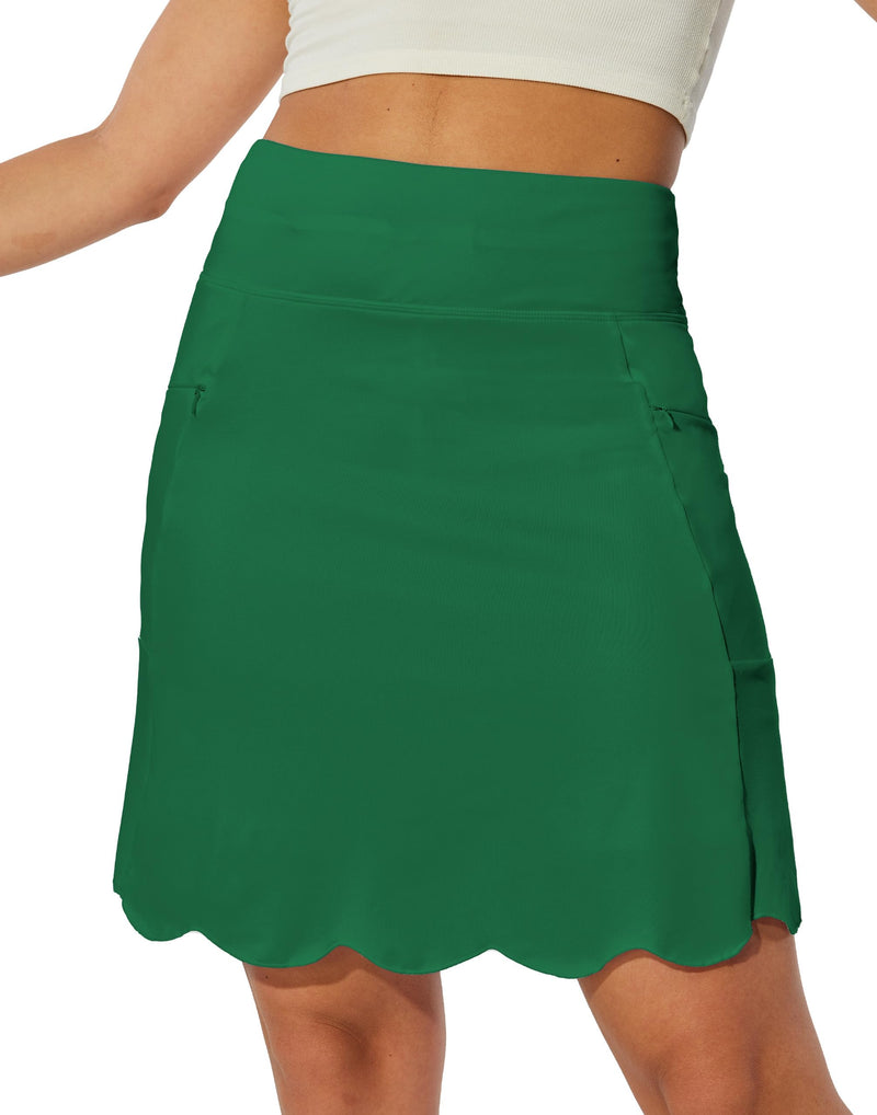M MOTEEPI Skorts for Women Dressy Casual Knee Length Athletic Skirt Long Tennis Skirts for Women Golf Skort Tennis Apparel Green Skort L