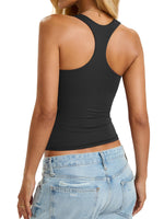 Load image into Gallery viewer, EasyGala Womens Padded Racerback Tank Tops Double Lined Built in Bra Cami Tops Basic Fitted Shirts Summer Going Out Tops Black M
