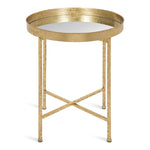 Load image into Gallery viewer, Kate and Laurel Celia Metal Foldable Round Accent Table, 18.25&quot; x 18.25&quot; x 22&quot;, Glass Surface and Gold Frame, Modern Minimalist Design and Detachable Magnetic Tabletop
