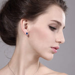 Load image into Gallery viewer, Gem Stone King 10K White Gold 7X5MM Oval Gemstone Birthstone and White Diamond Halo Earrings | White Gold Earrings for Women
