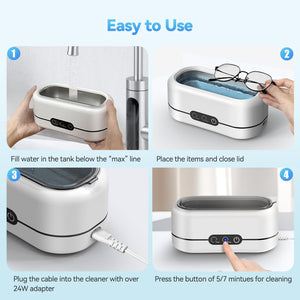 BYASKZIV Ultrasonic Jewelry Cleaner, 48KHz Ultrasonic Cleaner Machine for Jewelry, Eyeglasses, Rings, Watch Strap, Dentures- Dual Cleaning Modes, 304 Stainless Steel Tank