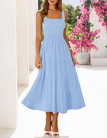 Load image into Gallery viewer, MEROKEETY Women's Summer Midi Dress 2026 Spring Sleeveless Pleated A Line Casual Business Work Cocktail Vacation Dresses, Blue, M
