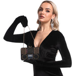 Load image into Gallery viewer, Boutique De FGG Retro Crystal Clutch Purses for Women Luxury Rhinestone Evening Bag Novelty Formal Party Clutch Handbag,Mini,Black Boombox
