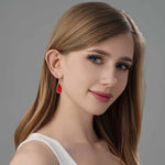 Load image into Gallery viewer, Austrian Crystal Teardrop Dangle Drop Earrings for Women 14K Gold Plated Hypoallergenic Jewelry Gift (Red)
