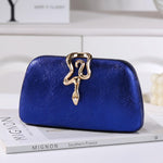 Load image into Gallery viewer, Dreubea Womens Clutch Bag with Elegant Snake Accent - Stylish &amp; Chic Evening Purse Royal Blue
