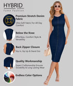 Load image into Gallery viewer, Hybrid &amp; Company Womens Super Stretch Slim Fit Crew Neck Sleeveless Denim Dress DR5010 Darkwash XS

