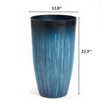 Load image into Gallery viewer, Worth Garden 23.5" H. Large Plastic Planters - Set of 2 Gradient Blue Glossy Smooth Finish - Tall Plant Pots for Indoor &amp; Outdoor Use - Decorative Lightweight Flower Pot for Front Porch, Patio, Deck

