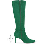 Load image into Gallery viewer, Allegra K Women&#39;s Knee High Boots Buckle Pointed Toe Stiletto Heel Emerald Green Boots 9 M US
