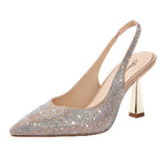 Load image into Gallery viewer, MUCCCUTE Heels for Women Slingback Kitten Heels Closed Toe Glitter Rhinestone Women&#39;s Pumps Stiletto Bridal Sandals for Wedding Prom Dating
