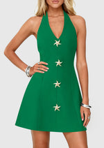 Load image into Gallery viewer, PRETTYGARDEN Summer Cocktail Dresses for Women Short 2026 Spring Halter V Neck Beach Party Backless A Line Mini Dress (Green,Small)

