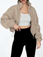 Load image into Gallery viewer, AUTOMET Womens Fleece Jackets Zip Up Oversized Sweatshirts Winter Clothes Long Sleeve Crop Sherpa Fall Outfits Fashion Khaki M
