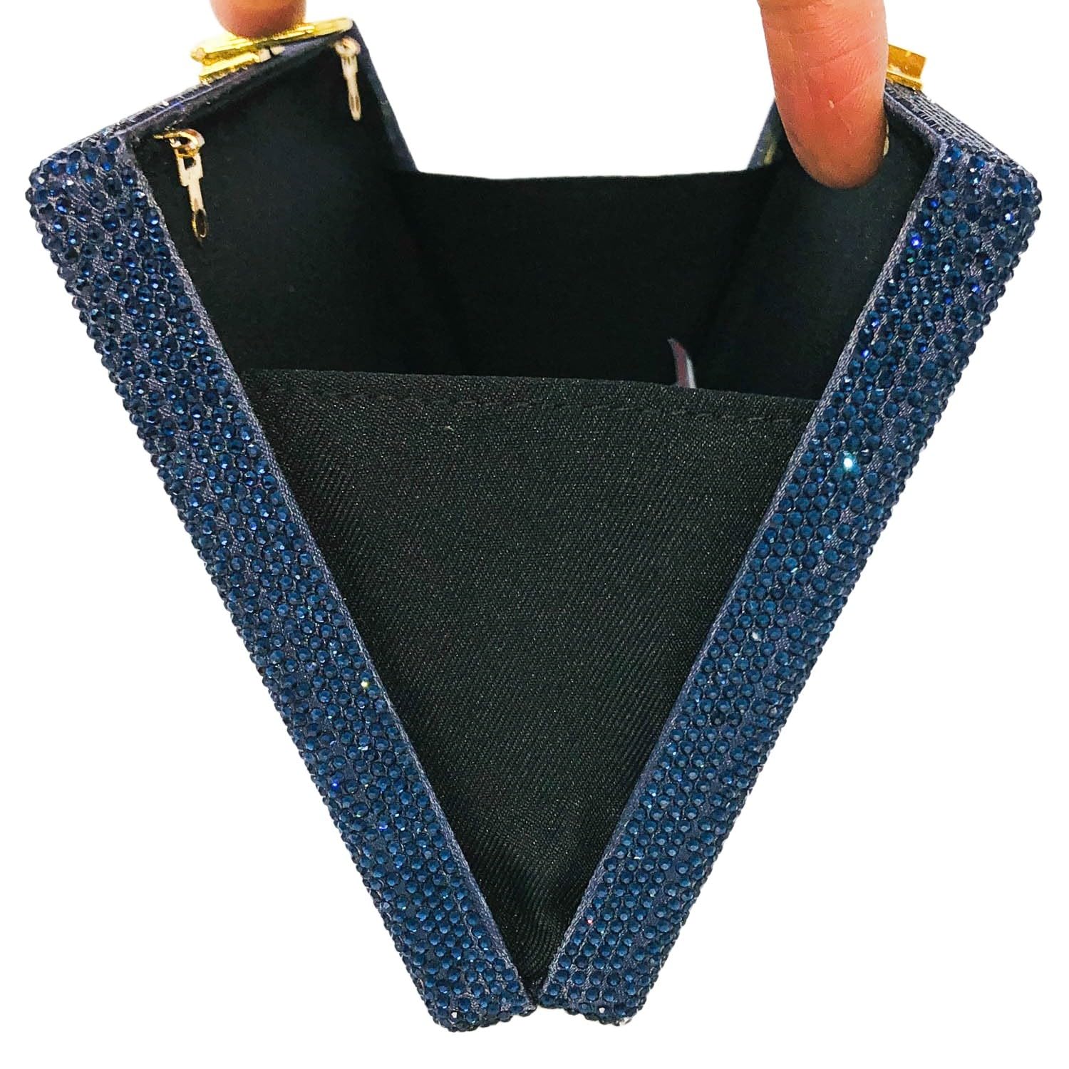 Boutique De FGG Retro Crystal Clutch Purses for Women Luxury Rhinestone Evening Bag Novelty Formal Party Clutch Handbag,Mini,Navy American Passport