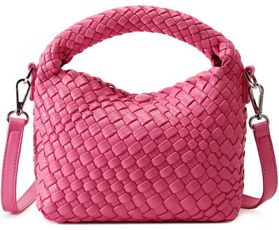 Fashion Small Woven Bag for Women, Handmade MINI HOBO Tote Bag Crossbody Handbag Travel Summer Beach Bag
