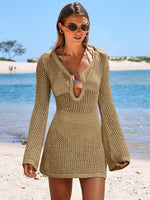 Load image into Gallery viewer, ANRABESS Women Beach Crochet Cover Ups Summer Knit Swimwear Mesh Bathing Suit Hollow Out Dress 2025 Vacation Swimsuit Khaki
