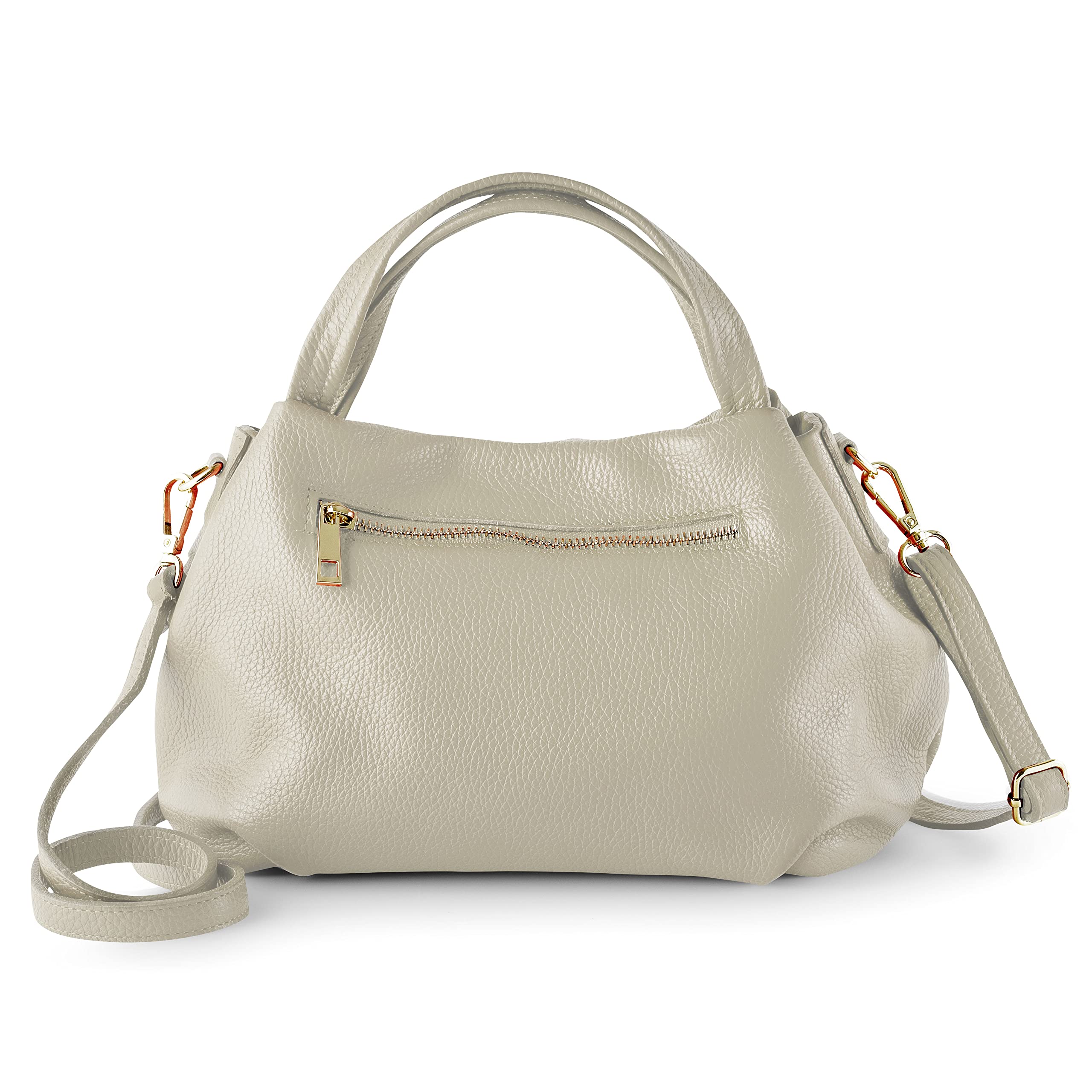 Baroncelli Italian Beige Leather Purse for Women Genuine Soft Leather Medium Size Shoulder Crossbody Bag Made in Italy