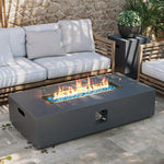 Load image into Gallery viewer, UPHA 56-inch Outdoor Propane Gas Fire Pit Table 50000 BTU Iron Rectangle Firepit for Outside Patio with Tank Hidden Table, Wind Guard, Removable Lid, Blue Glass Rocks, Rain Cover, Grey
